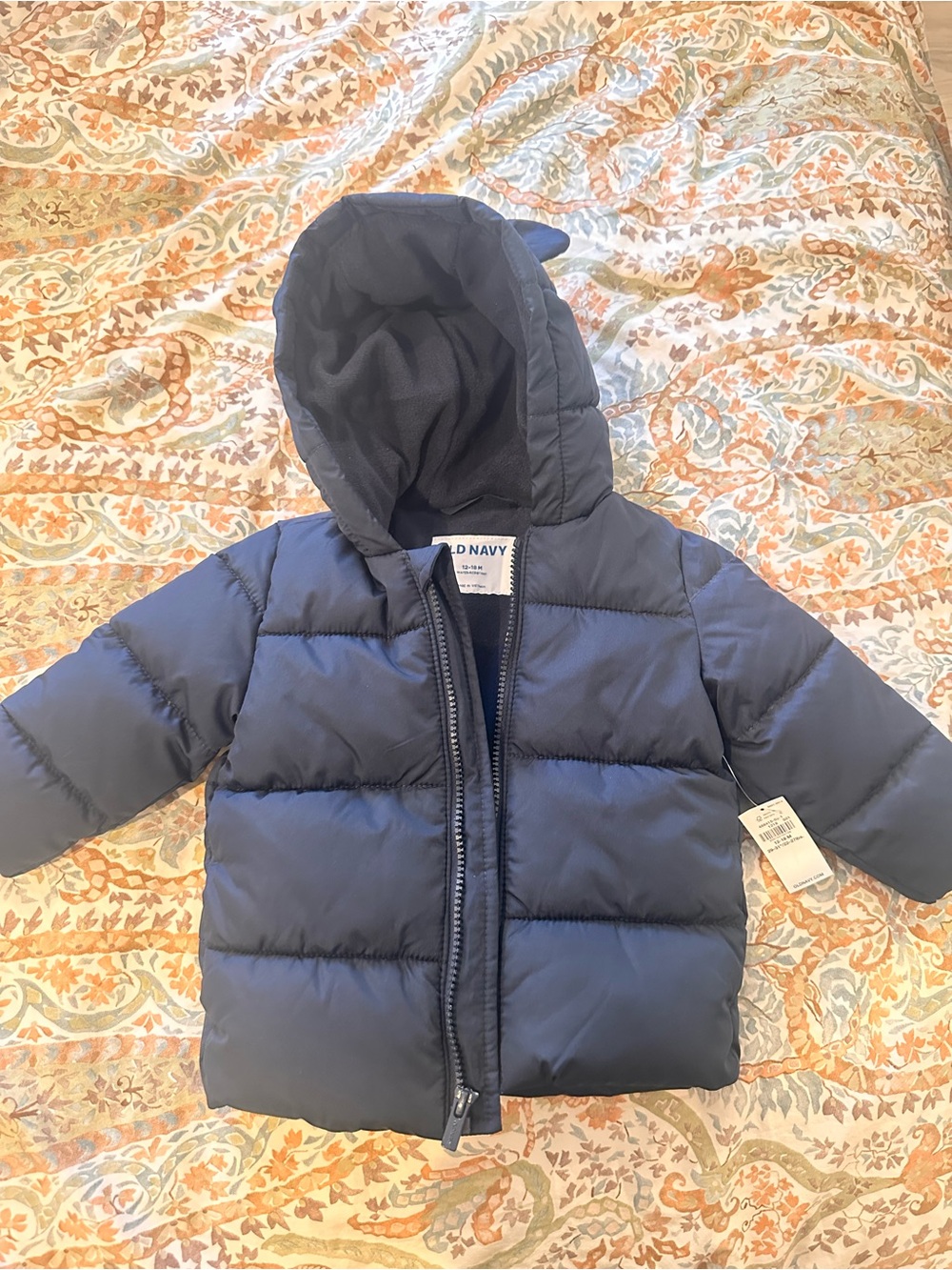 Old Navy Toddler Navy Puffer Jacket with Hooded Zip Front